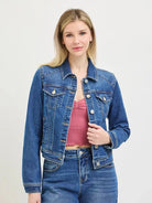 Risen Everyday Icon Basic Fitted Button Down Denim Jacket-Coats & Jackets-Shop Z & Joxa