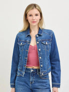 Risen Everyday Icon Basic Fitted Button Down Denim Jacket-Coats & Jackets-Shop Z & Joxa