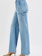 Risen Everyday Style High Rise Straight Leg Front Pocket Jeans-Women's Jeans-Shop Z & Joxa