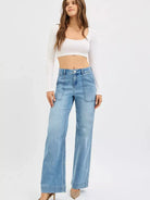 Risen Everyday Style High Rise Straight Leg Front Pocket Jeans-Women's Jeans-Shop Z & Joxa