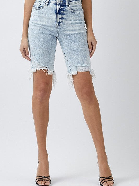 Risen | Everything Starts with a Dream Acid Wash Bermuda Shorts-Women's Clothing-Shop Z & Joxa