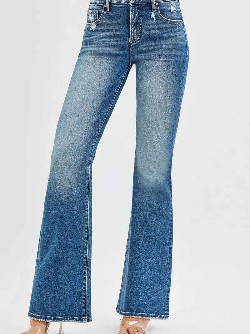 Risen Flare Affair Tummy Control High Rise Flare Jeans-Women's Jeans-Shop Z & Joxa