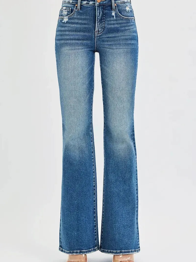 Risen Flare Affair Tummy Control High Rise Flare Jeans-Women's Jeans-Shop Z & Joxa