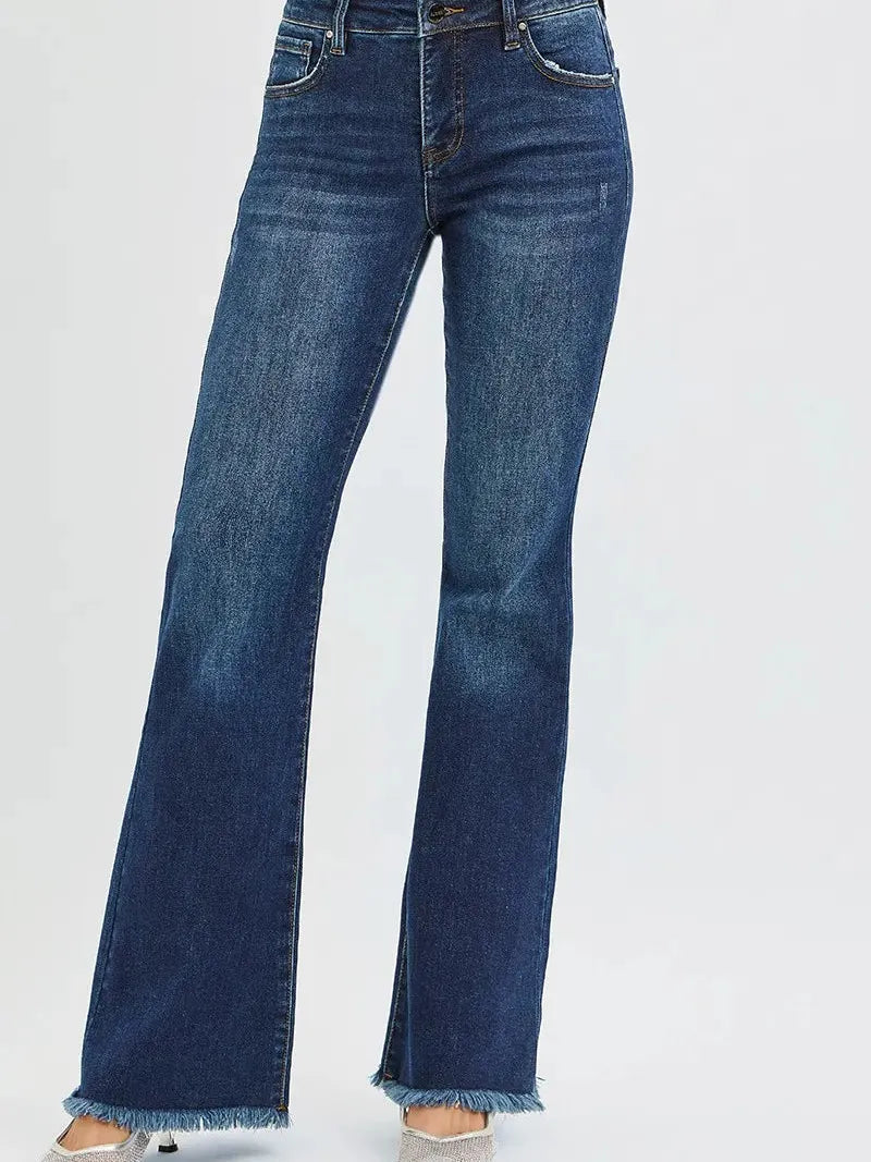 Risen Flare & Flair Tummy Control Mid-Rise Jeans-Women's Jeans-Shop Z & Joxa