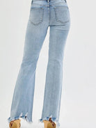 Risen Flirt and Flare Fray Hem Tummy Control Mid Rise Flare Jeans-Women's Jeans-Shop Z & Joxa