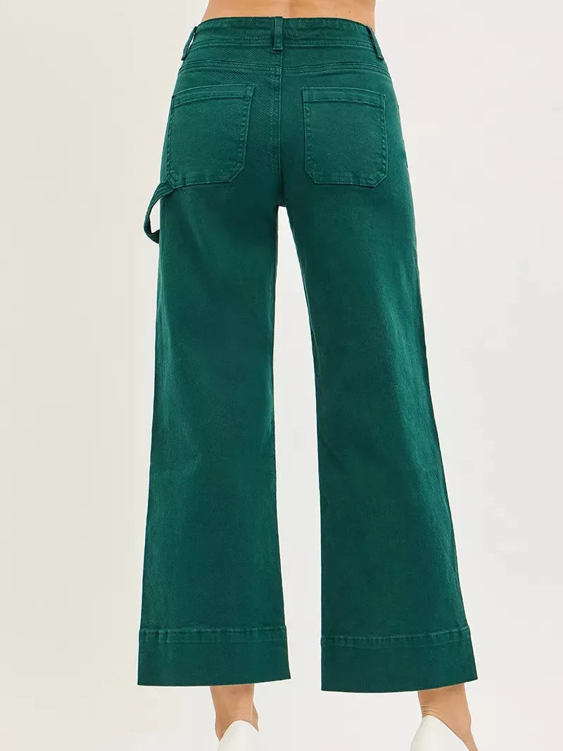 Risen Forest Contour Tummy Control High Rise Wide Crop Jeans-Women's Jeans-Shop Z & Joxa