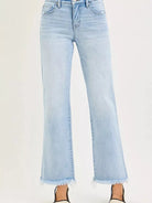 Risen Fray Away Tummy Control Mid Rise Ankle Raw Hem Jeans-Jeans-Shop Z & Joxa