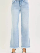 Risen Fray Away Tummy Control Mid Rise Ankle Raw Hem Jeans-Jeans-Shop Z & Joxa