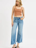 Risen Fray Play Wide Leg Cropped Jeans-Women's Jeans-Shop Z & Joxa
