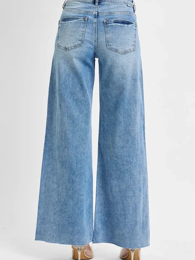 Risen FreeFlow High Waisted Wide Leg Jeans in Light Stone-Women's Jeans-Shop Z & Joxa