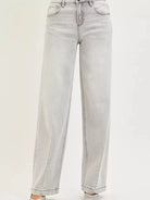Risen Gray District Mid Rise Slouchy Baggy Jeans with Contrast Stitching-Women's Jeans-Shop Z & Joxa