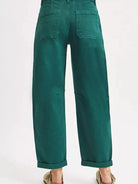 Risen Green Scene High Rise Ankle Length Cuffed Barrel Jeans-Women's Jeans-Shop Z & Joxa