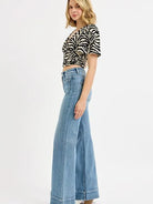 Risen Groove Revival High Rise Wide Flare Patch Pocket Jeans-Women's Jeans-Shop Z & Joxa