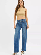 Risen Groovy Nights Mid Rise Fit Wide Baggy Jeans-Women's Jeans-Shop Z & Joxa