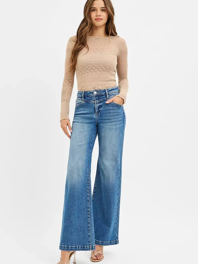 Risen Heartbreaker High Rise Flare Jeans with Heart Pockets-Women's Jeans-Shop Z & Joxa