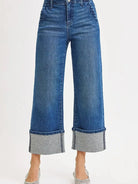 Risen High Rise Rhinestone Rush Ankle Wide Sparkle Cuff Jeans-Women's Jeans-Shop Z & Joxa