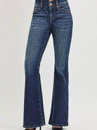 Risen High Tide Flare High Rise Jeans With Seam Detail Waist-Women's Jeans-Shop Z & Joxa