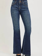 Risen High Tide Flare High Rise Jeans With Seam Detail Waist-Women's Jeans-Shop Z & Joxa