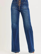 Risen Knot Your Average High Rise Wide Leg Front Tie Jeans-Women's Jeans-Shop Z & Joxa