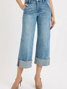 Risen Light Wash Luxe High-Rise Wide Leg Cuff Jeans-Women's Jeans-Shop Z & Joxa