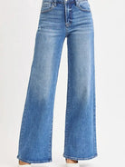 Risen LuxeEase High Rise Wide Leg Jeans in Medium Stone-Women's Jeans-Shop Z & Joxa