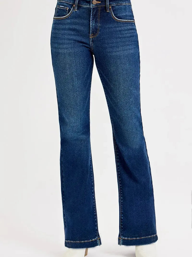 Risen Midnight Cruise Tummy Control Mid Rise Flare Jeans-Women's Jeans-Shop Z & Joxa