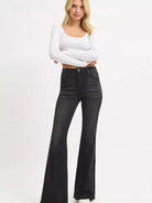 Risen Midnight Muse High-rise Raw Hem Flare Jeans-Women's Jeans-Shop Z & Joxa