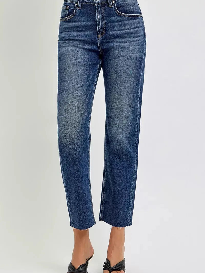 Risen Midnight Sway High Rise Slim Cropped Barrel Jeans-Jeans-Shop Z & Joxa