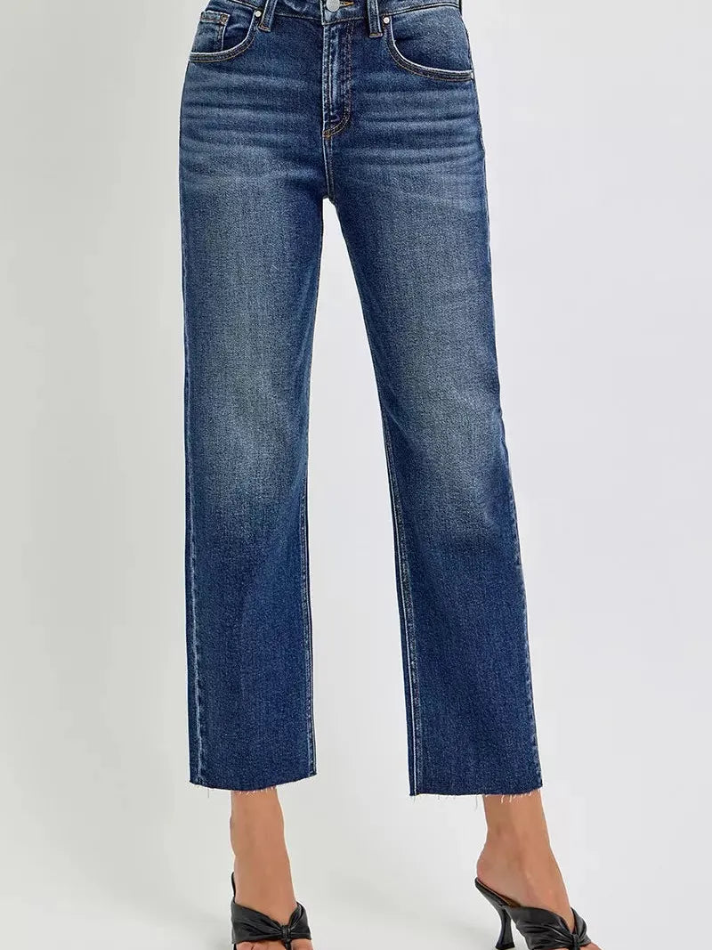 Risen Midnight Sway High Rise Slim Cropped Barrel Jeans-Women's Jeans-Shop Z & Joxa