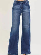 Risen Modern Slant High Rise Wide Leg Slanted Pocket Jeans-Women's Jeans-Shop Z & Joxa