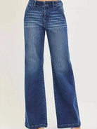 Risen Modern Slant High Rise Wide Leg Slanted Pocket Jeans-Women's Jeans-Shop Z & Joxa