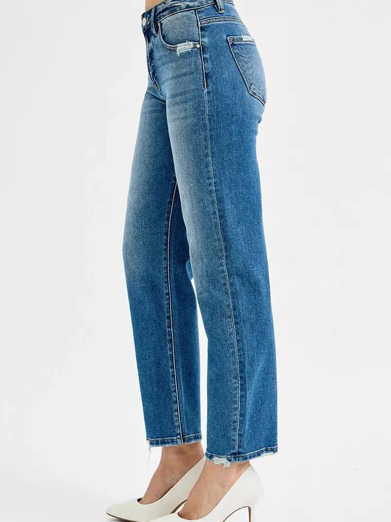 Risen Moonlit Stone Tummy Control High Rise Ankle Slim Barrel Jeans-Women's Jeans-Shop Z & Joxa