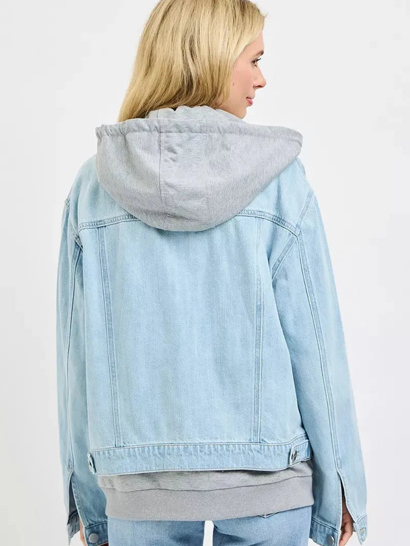 Risen Off Duty Oversized Jean Jacket Layered in Light Stone-Coats & Jackets-Shop Z & Joxa