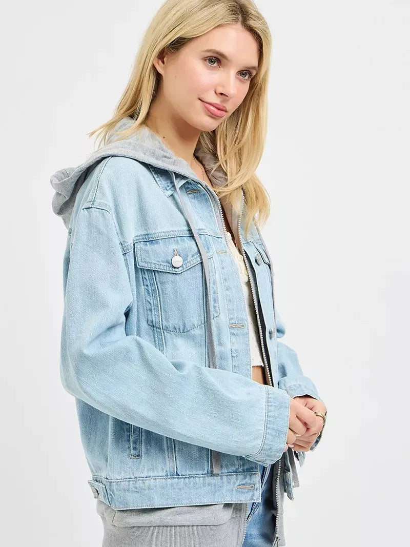 Risen Off Duty Oversized Jean Jacket Layered in Light Stone-Coats & Jackets-Shop Z & Joxa