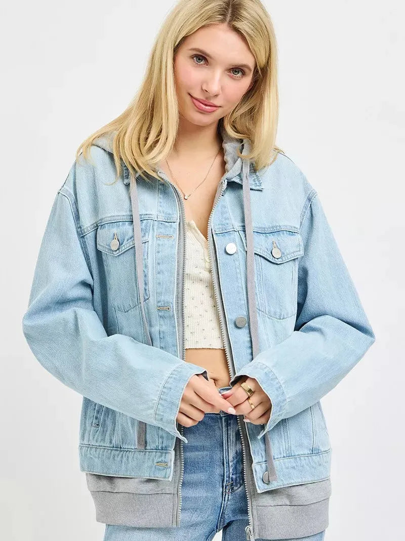 Risen Off Duty Oversized Jean Jacket Layered in Light Stone-Coats & Jackets-Shop Z & Joxa