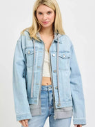 Risen Off Duty Oversized Jean Jacket Layered in Light Stone-Coats & Jackets-Shop Z & Joxa