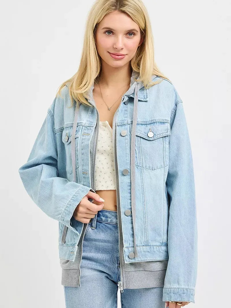 Risen Off Duty Oversized Jean Jacket Layered in Light Stone-Coats & Jackets-Shop Z & Joxa
