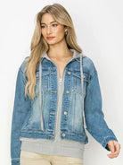 Risen Off Duty Oversized Jean Jacket Layered in Medium-Coats & Jackets-Shop Z & Joxa