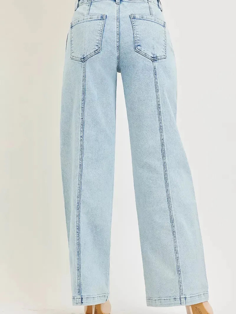 Risen Off Duty Slouchy Wide Leg Acid Light Denim Jeans-Women's Jeans-Shop Z & Joxa