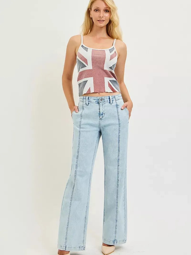 Risen Off Duty Slouchy Wide Leg Acid Light Denim Jeans-Women's Jeans-Shop Z & Joxa