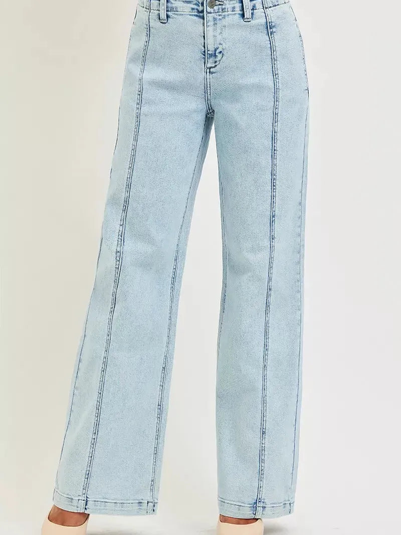 Risen Off Duty Slouchy Wide Leg Acid Light Denim Jeans-Women's Jeans-Shop Z & Joxa