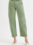 Risen Olive Edge Tummy Control High-Rise Barrel Jeans-Women's Jeans-Shop Z & Joxa