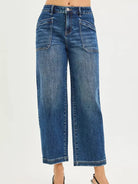 Risen Patch Perfect Slouchy Baggy Patch Pocket Crop Jeans-Women's Jeans-Shop Z & Joxa