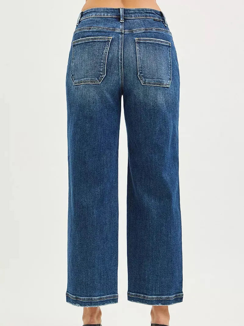 Risen Patch Perfect Slouchy Baggy Patch Pocket Crop Jeans-Women's Jeans-Shop Z & Joxa