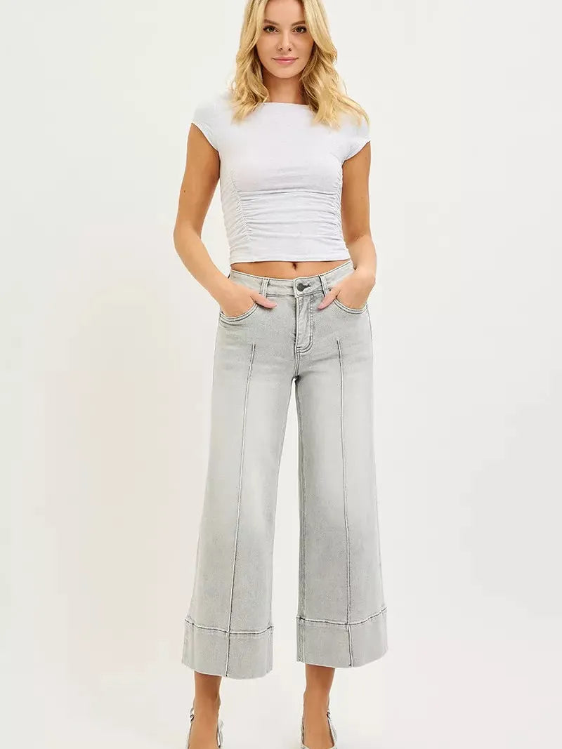 Risen Pintuck Perfection Tummy Control Pintuck Crop Jeans-Women's Jeans-Shop Z & Joxa