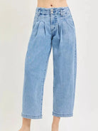 Risen Pleats Please Slouchy Crop Barrel Pleated Jeans-Women's Jeans-Shop Z & Joxa