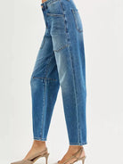 Risen Pocket Mischief Mid Rise Patch Pocket Barrel Jeans-Women's Jeans-Shop Z & Joxa