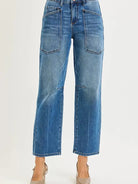 Risen Pocket Mischief Mid Rise Patch Pocket Barrel Jeans-Women's Jeans-Shop Z & Joxa
