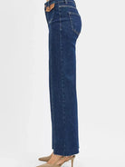 Risen Pocket Prestige High Rise Flare Leather Pocket Jeans-Women's Jeans-Shop Z & Joxa