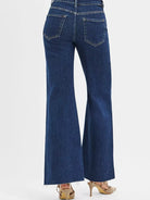 Risen Pocket Prestige High Rise Flare Leather Pocket Jeans-Women's Jeans-Shop Z & Joxa